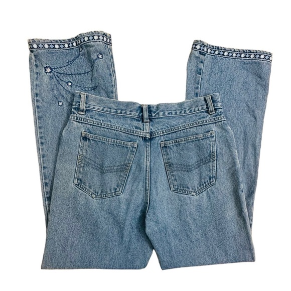 Y2K Jeans Bootcut Light Blue Denim Cotton Embroidered Vintage Casual 7 Waist 30 - Picture 4 of 7